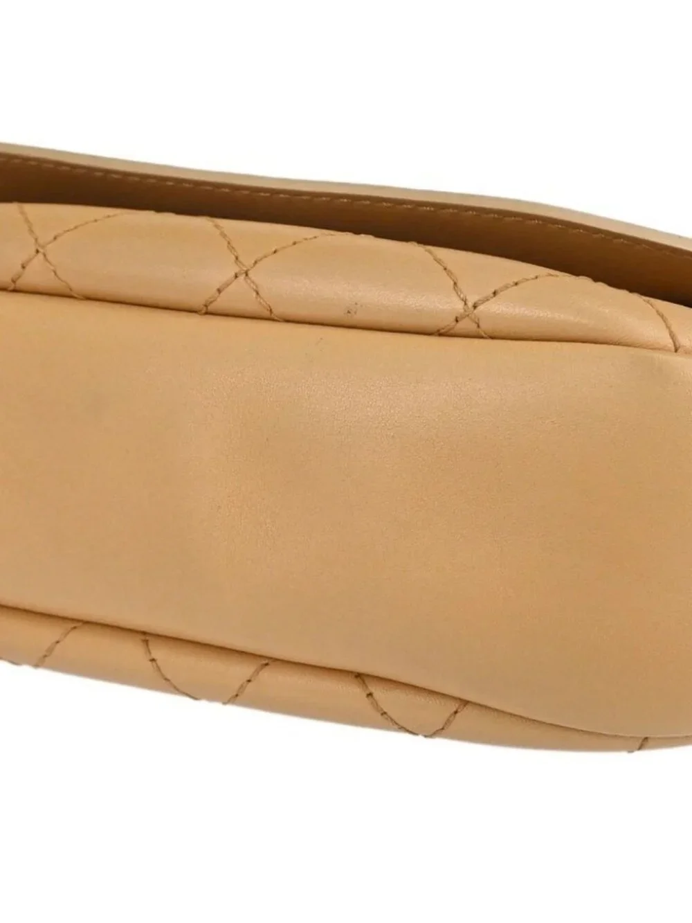 Chanel Beige Calfskin Saddle Double Flap Messenger Shoulder Bag